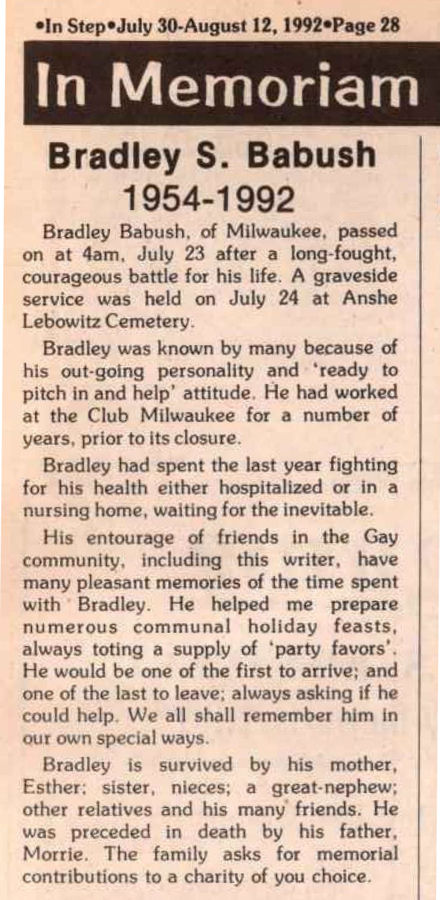 'In Memoriam' / (In Step vol 9-15, July 1992) /