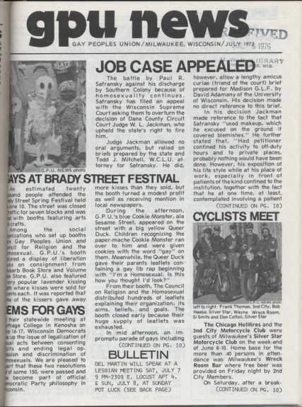 Brady Street Festival is forum for 1973 demonstration / (page-1 of GPU News, July 1973) /