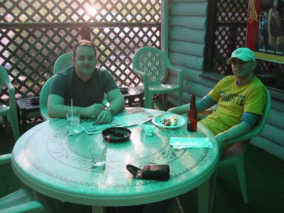Club Icon owner Clint (right) / in the Harbor Room bar, / Milwaukee, circa 2009 / (photo by Jamie Taylor) /