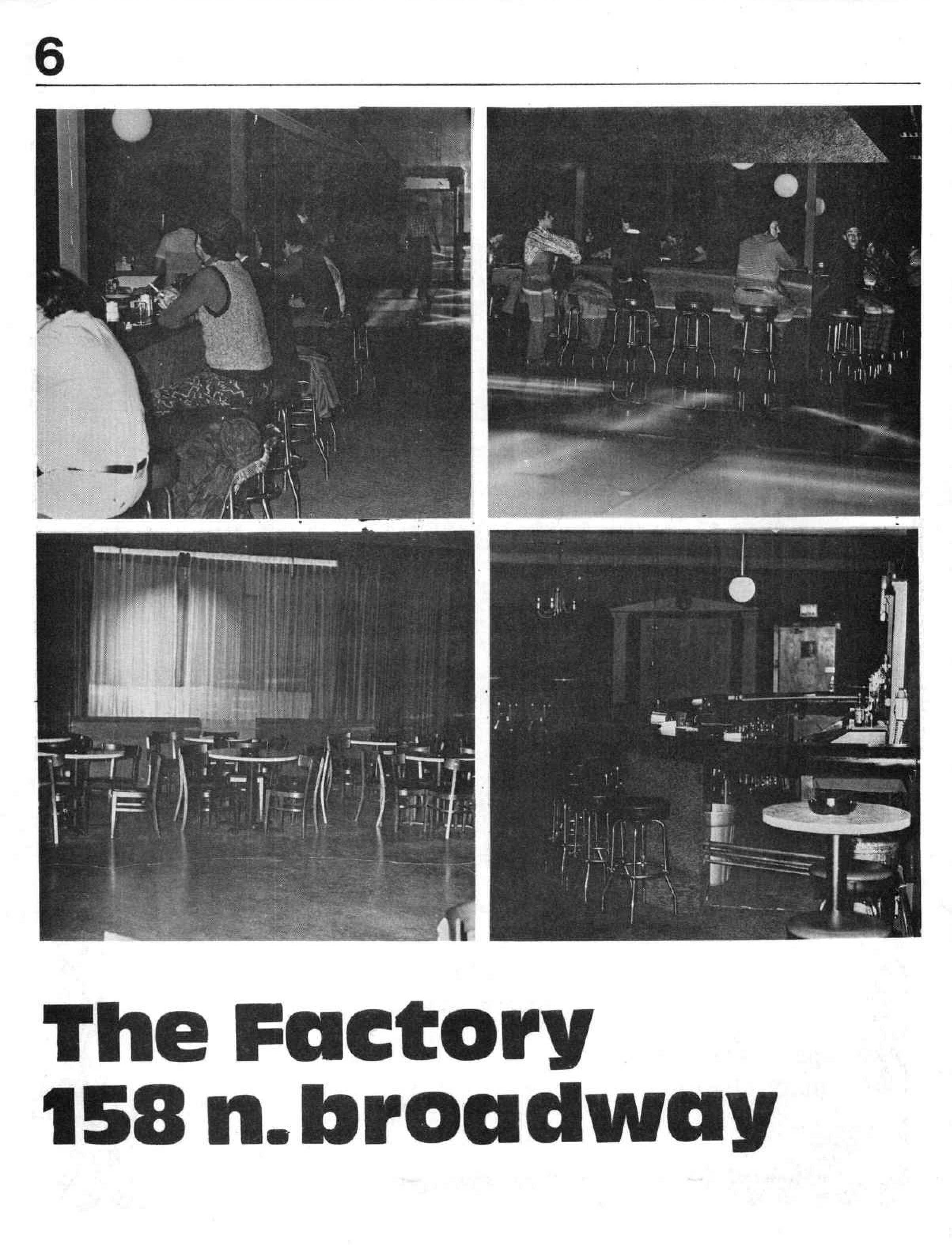 Interior views of The Factory, late 1974.