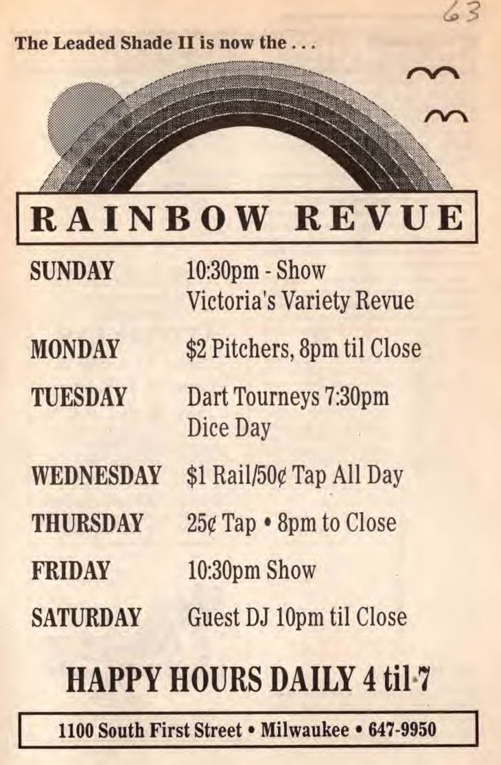 Advertisement announcing the change to Rainbow Revue, August 1991.