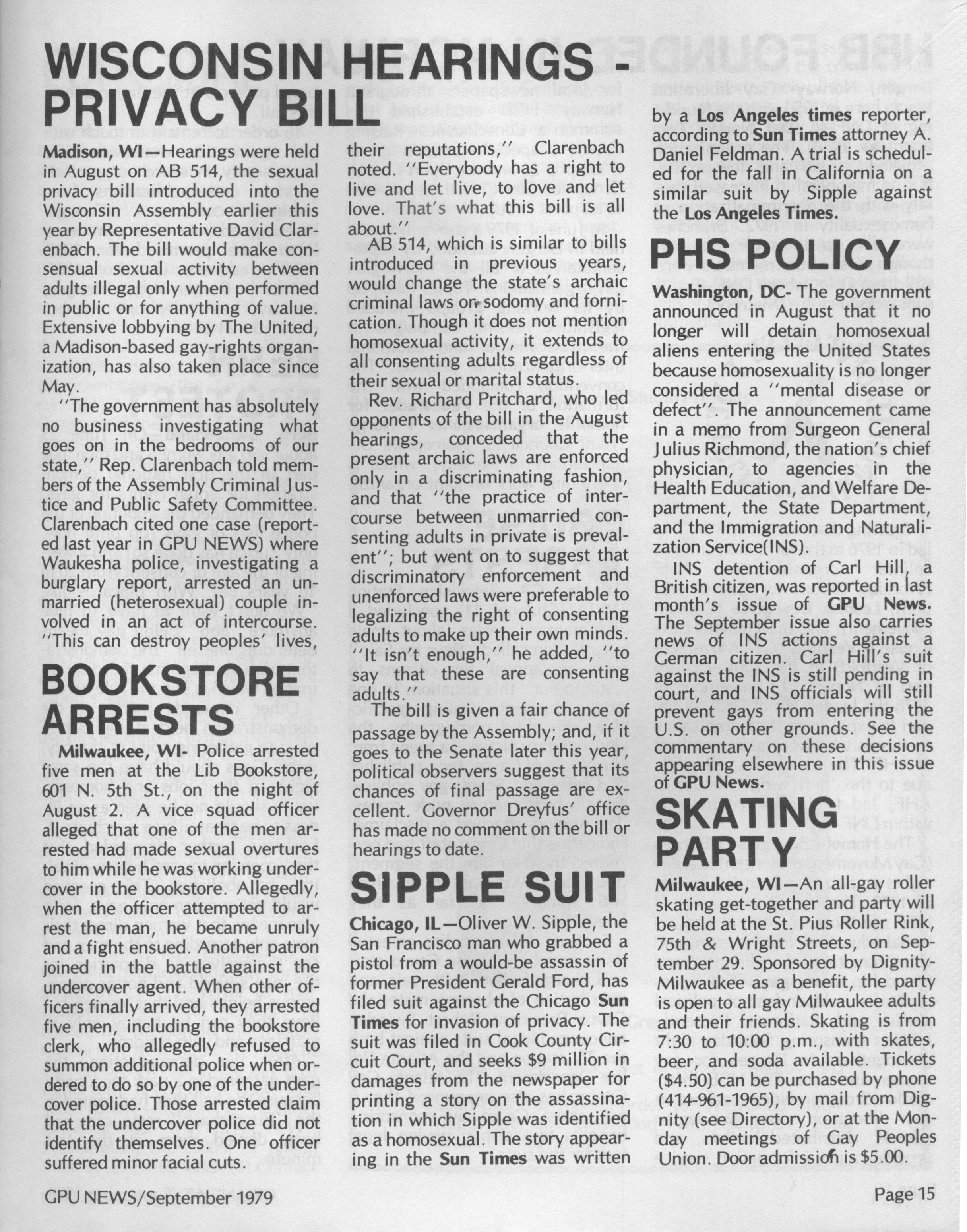The following are recollections of others who have been kind enough to submit their personal memories to the webmaster. You are welcome to do the same! (Recollections collected and organized by Jamie Taylor.) ---> "The Lib on 5th and Michigan from '74 - '81 had a glory hole in the bathroom." / - Josie Carter (July-2009)