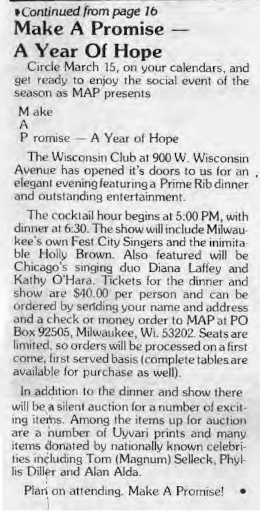 Ad: first annual Make A Promise / (In Step v4-03, Feb. 1987) / /
