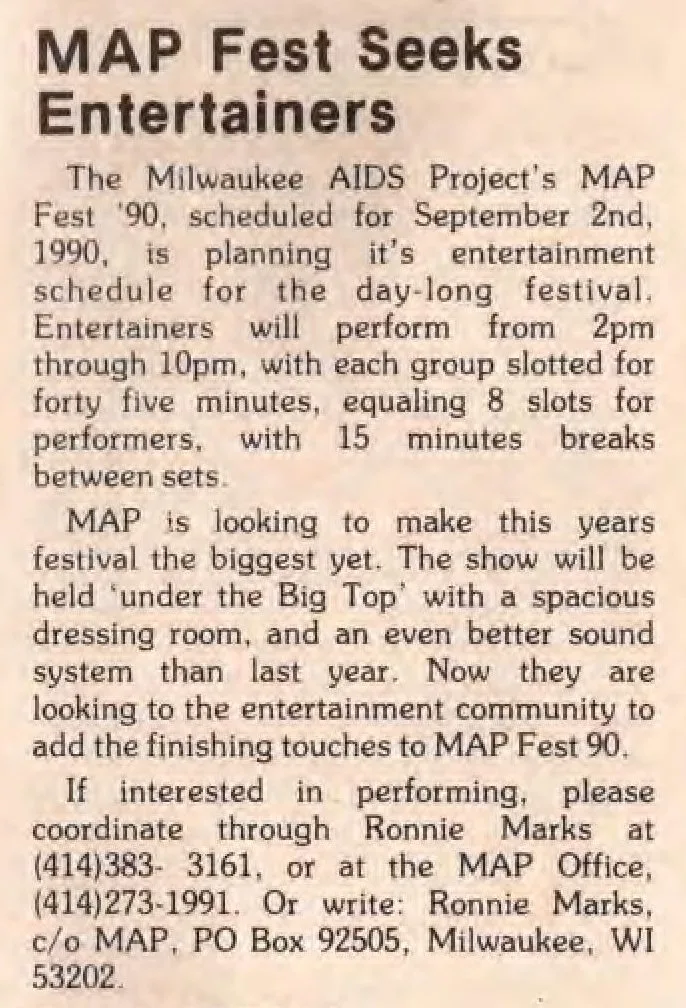 Advertisement, MAP Fest 1991 / (In Step v8-15, August 1991) / /