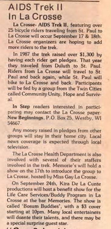 Article for AIDS Trek / (In Step v5-15, 1988) / /