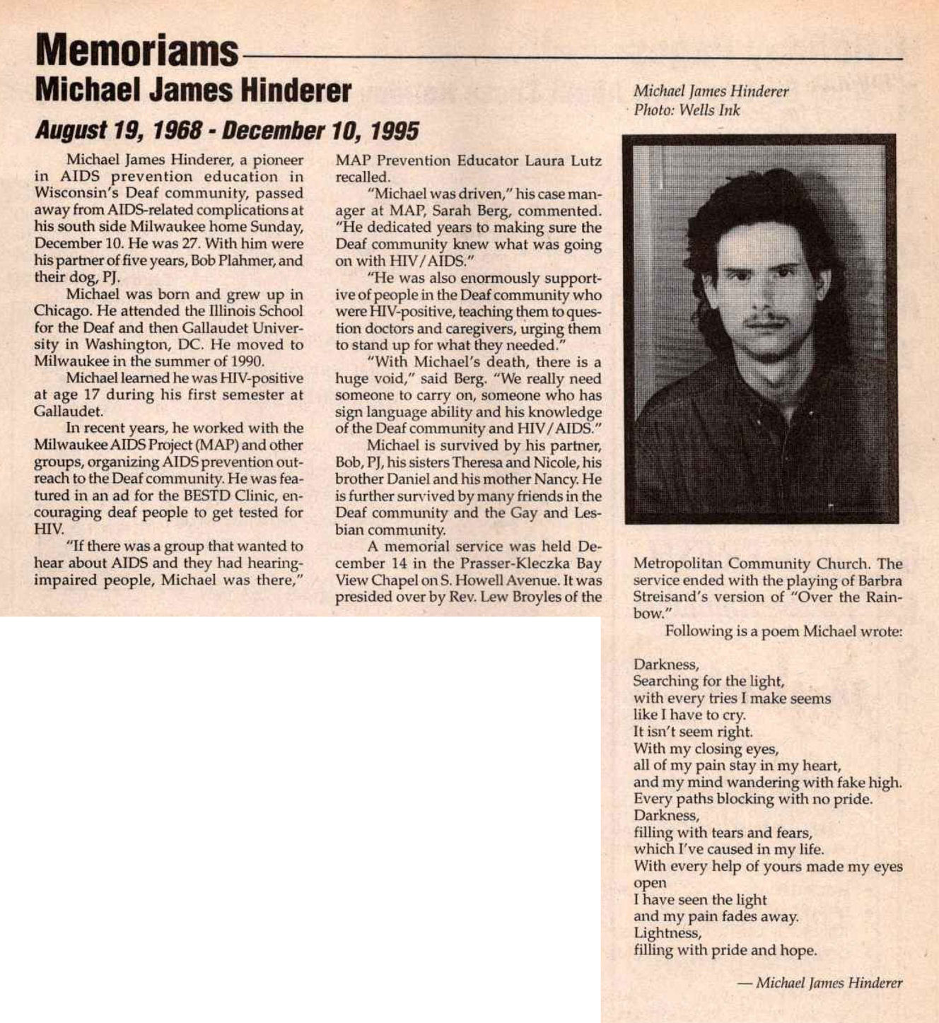 Article: Wins Golden Rule award posthumously / (In Step vol. 13-07, April 1996) / /