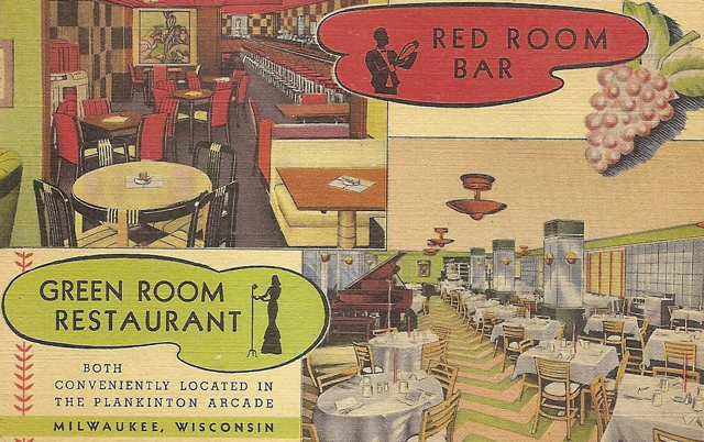 Postcard of the Red Room Bar.