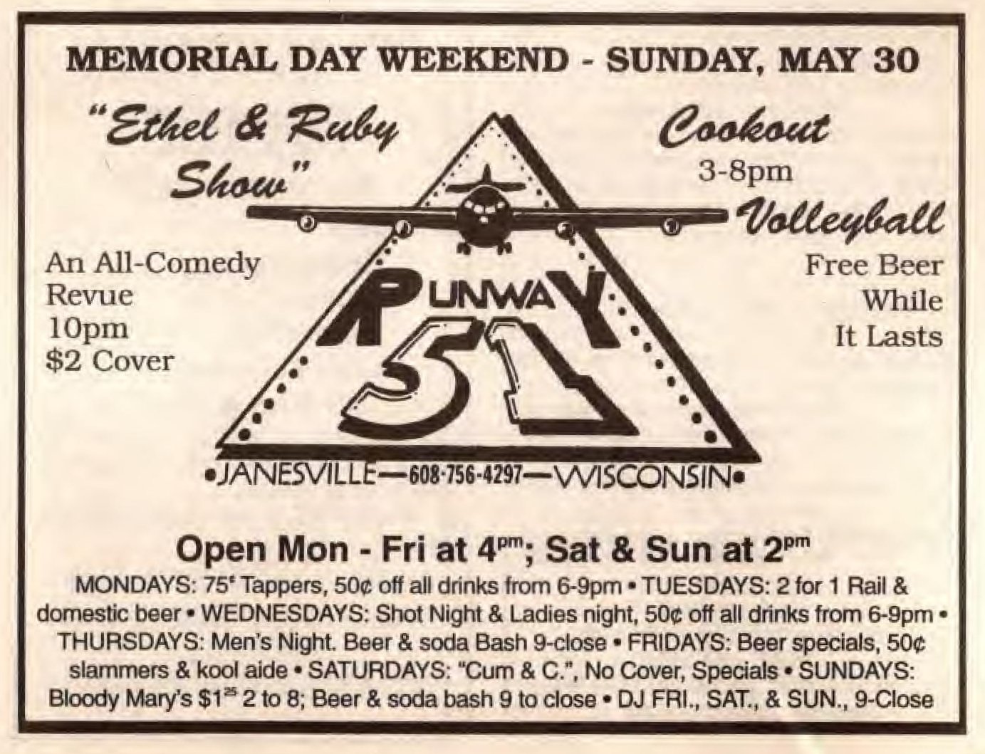 Advertisement for Memorial Day weekend, May 1993.
