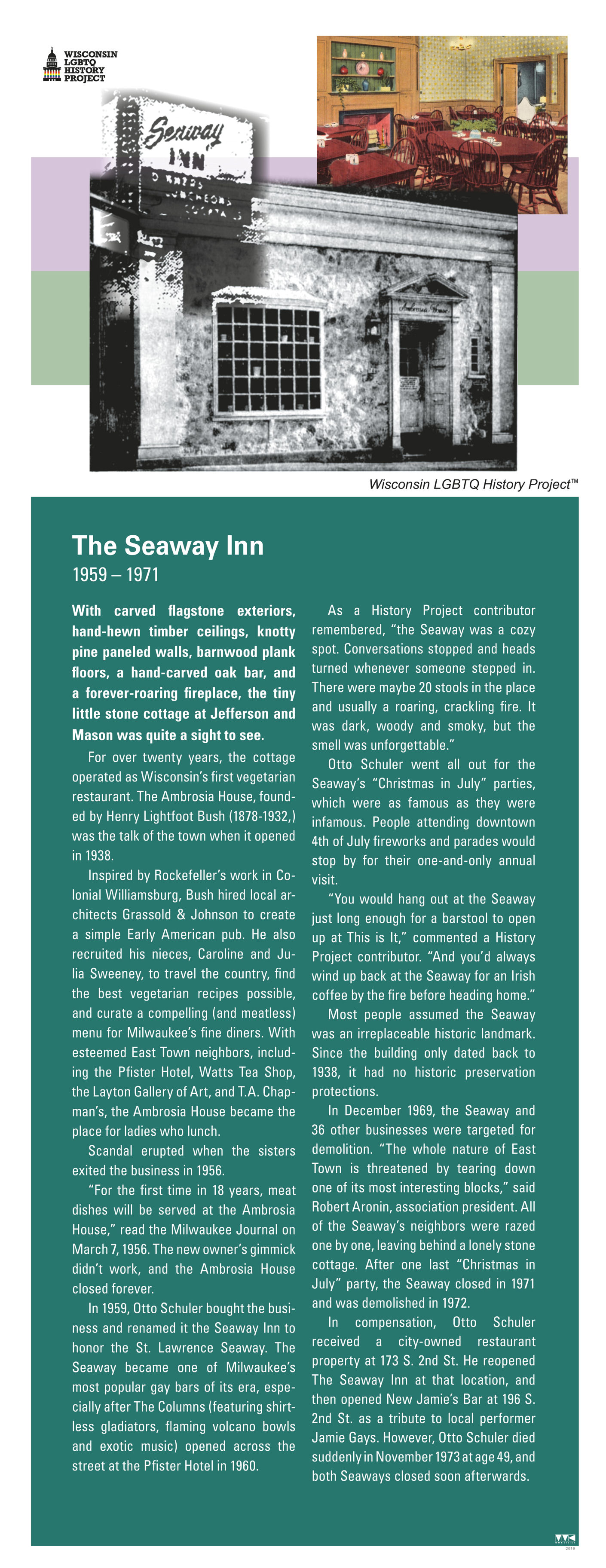 Historical panel about the Seaway Inn