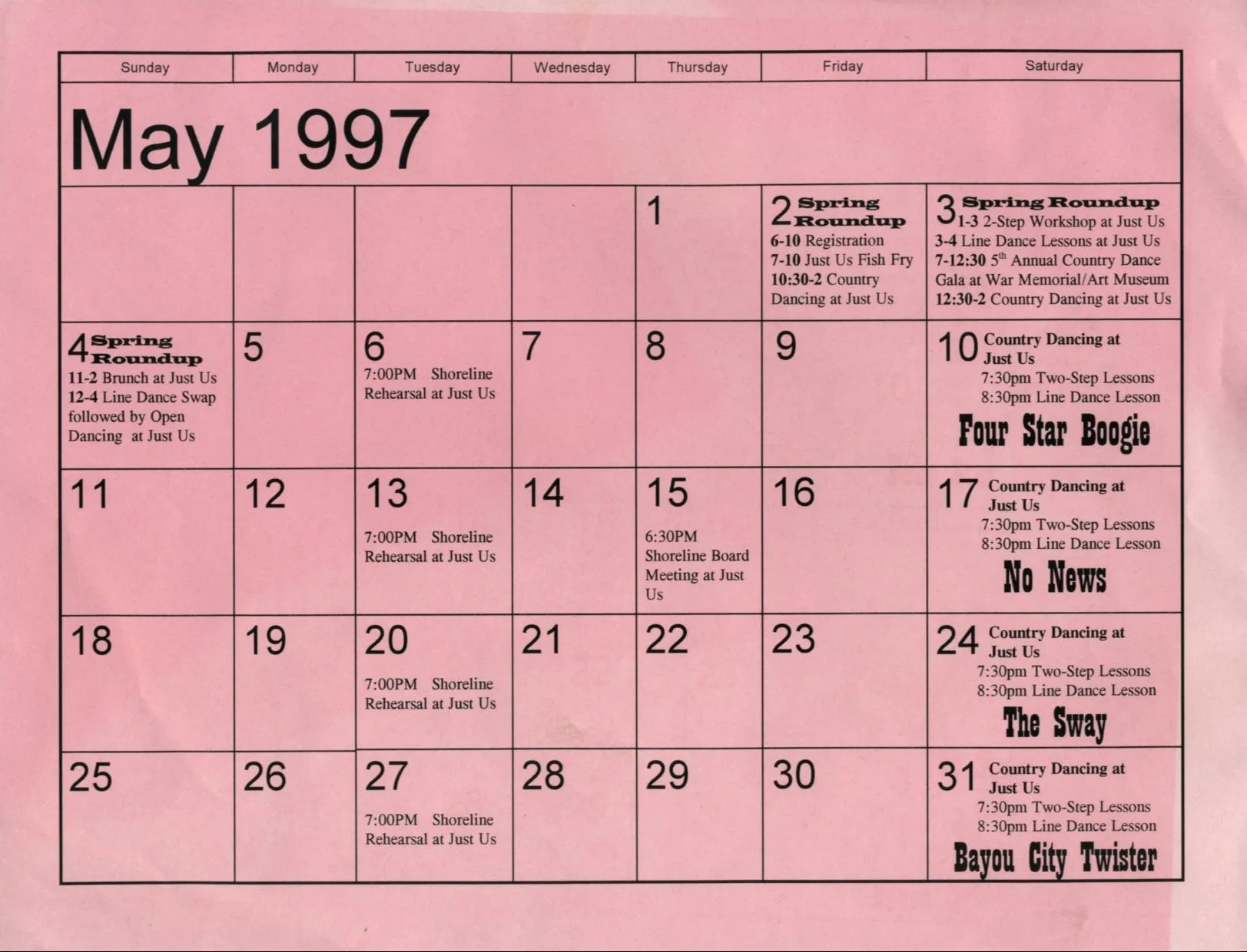 April 1997 Calendar /