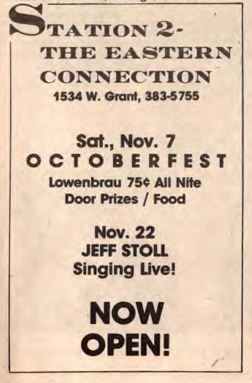 "Now Open" advertisement, November 1987.