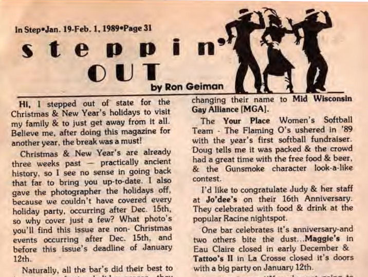 1983 Places of Interest / (Mostly women, Dancing) / (Also listed in separate 1983 / "Places of Interest to Women" guide) / /