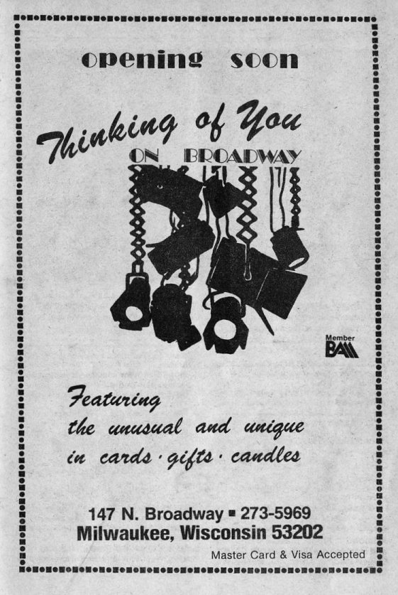 Now Open- April 17, 1981 / (Gay Milw, vol. 4 no. 7, pg. 5) /